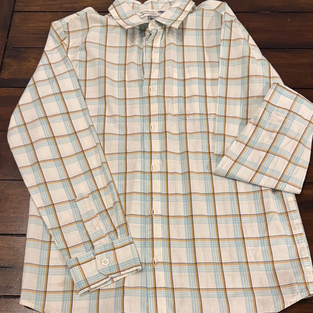 Boy’s Plaid  Shirt - Cream and Blue
